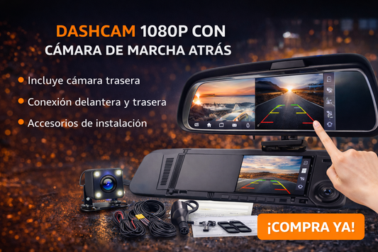Dashcam 1080P con Cámara de Marcha Atrás