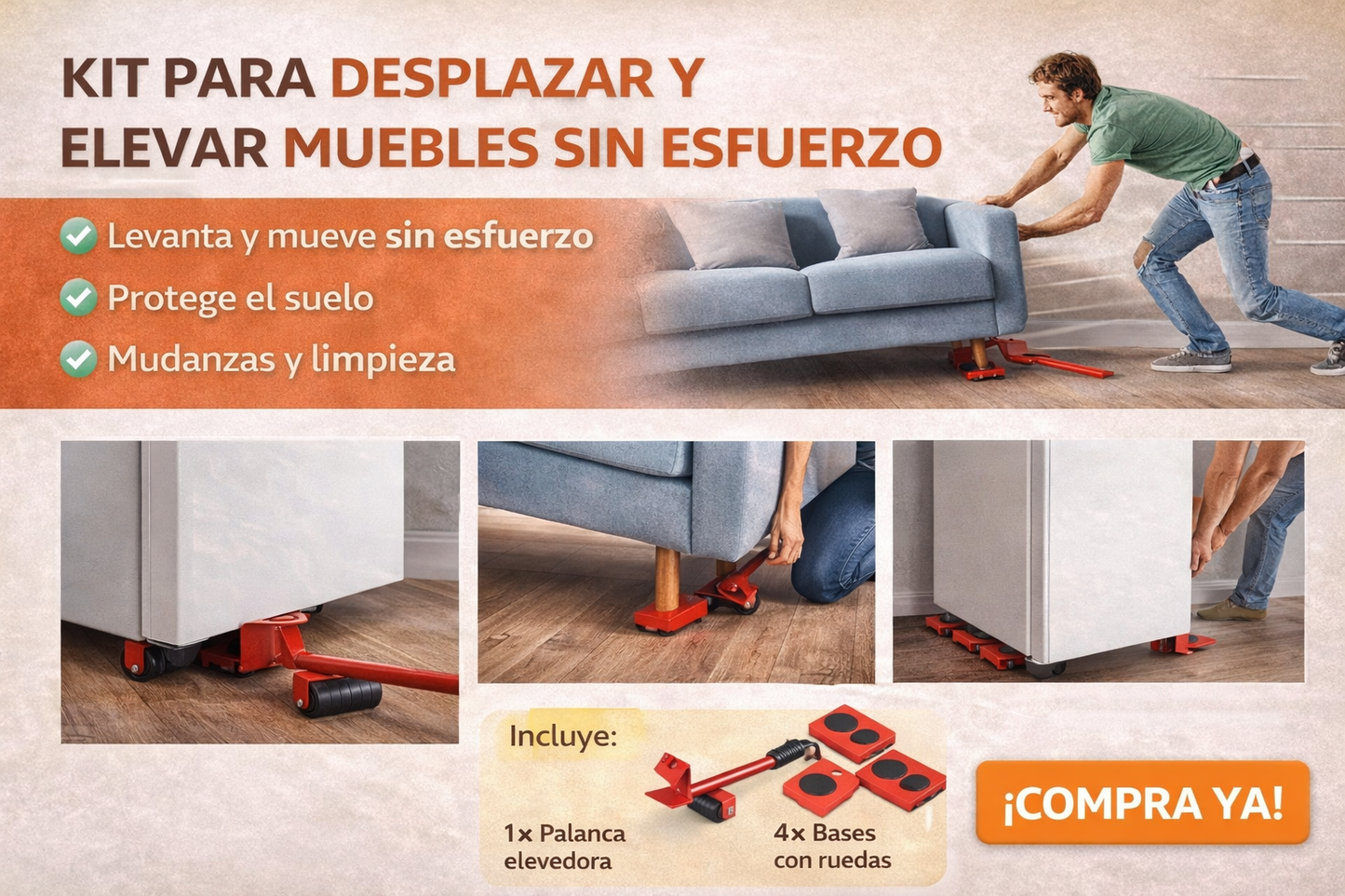 Kit para Desplazar y Elevar Muebles