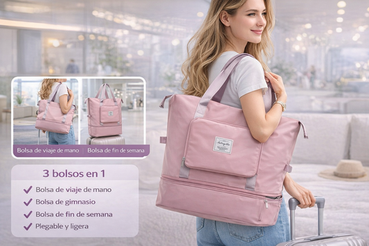 Bolso ToteBag Plegable Rosa 3 en 1