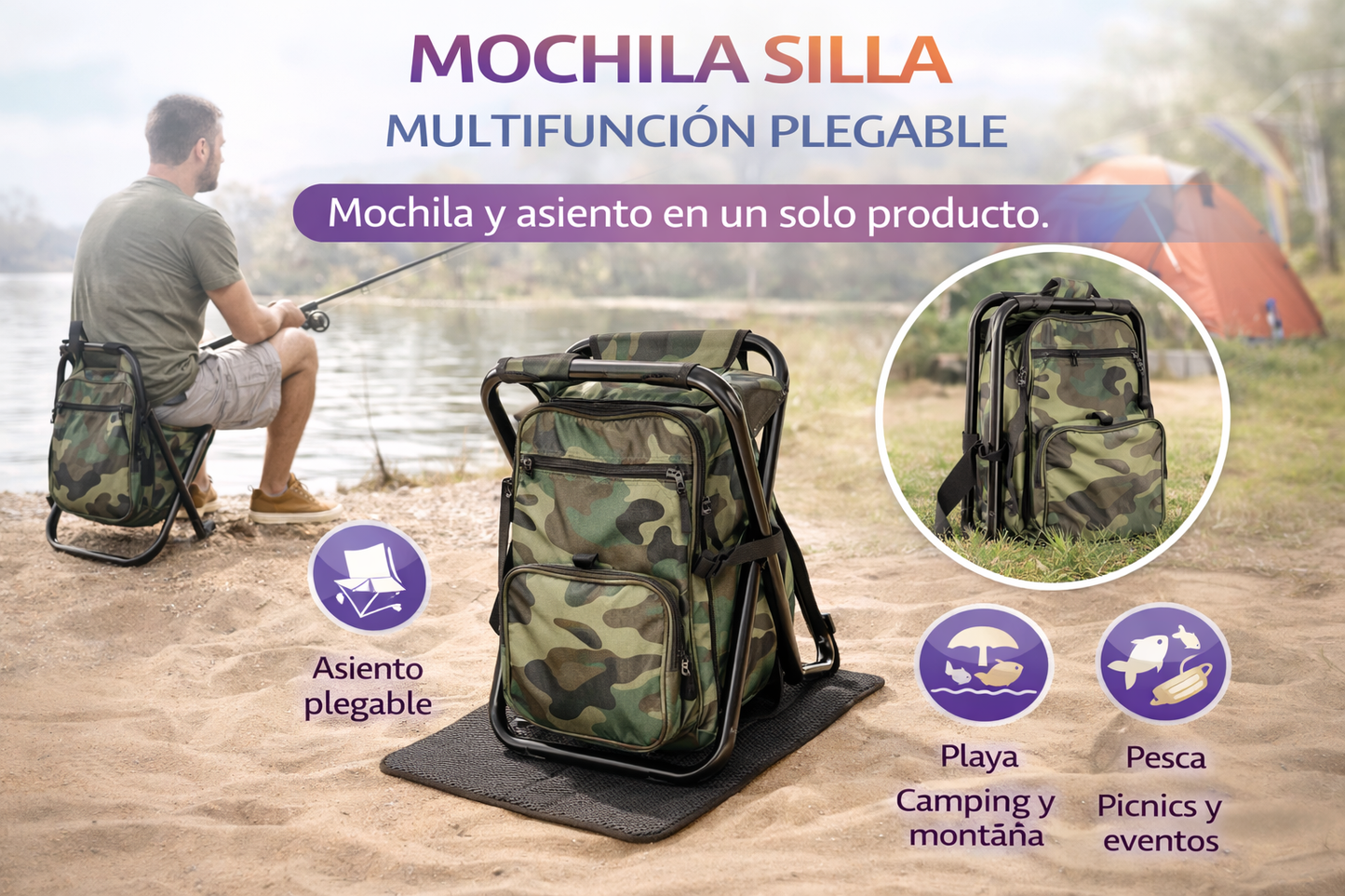 Mochila Silla Multifunción Plegable