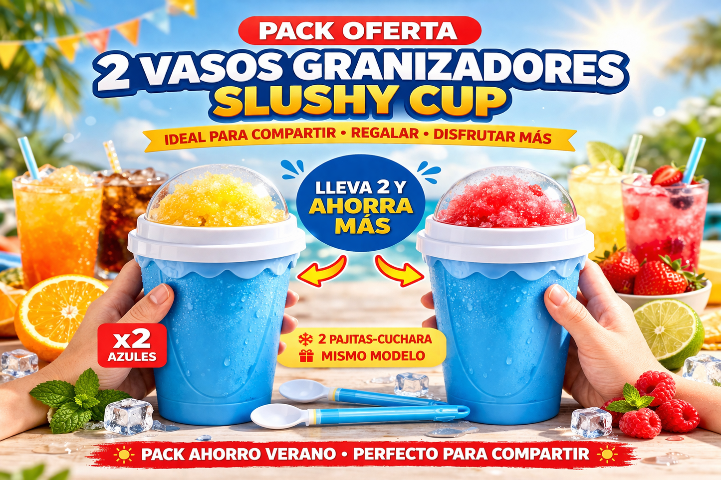 Pack 2 Vasos Granizadores Slushy Cup