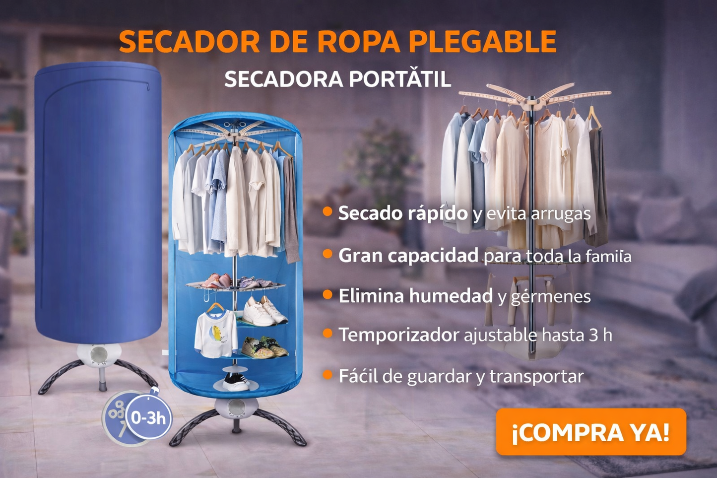 Secador de Ropa Plegable (Secadora Portátil)