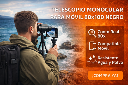 Telescopio Monocular para Móvil 80x100 Negro